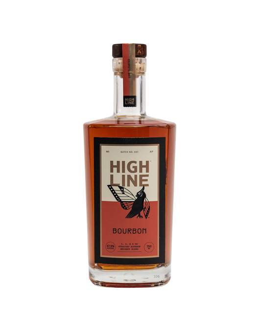 Bottle of High Line Bourbon on a white background