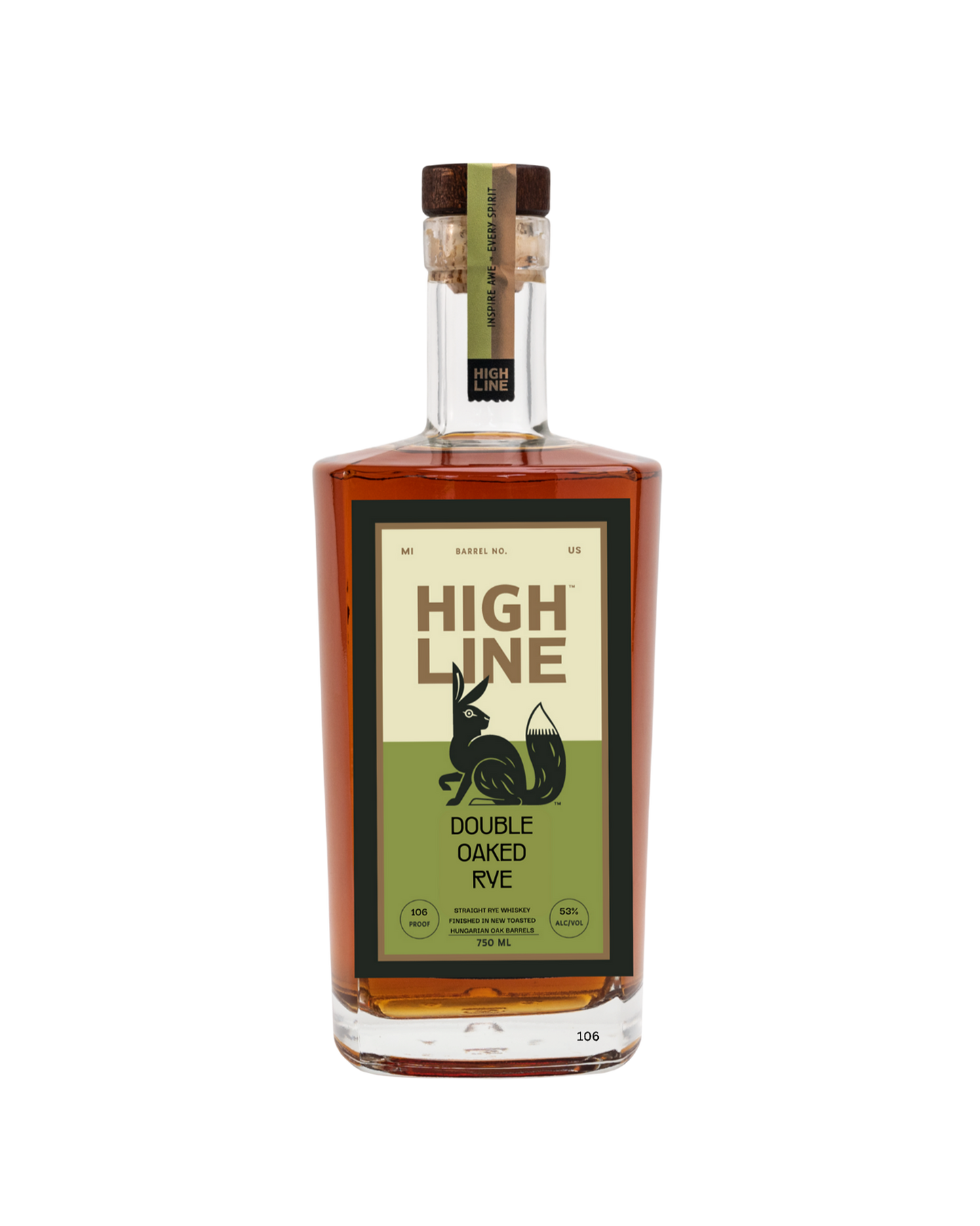 Bottle of High Line Double Oaked Rye (isolated)