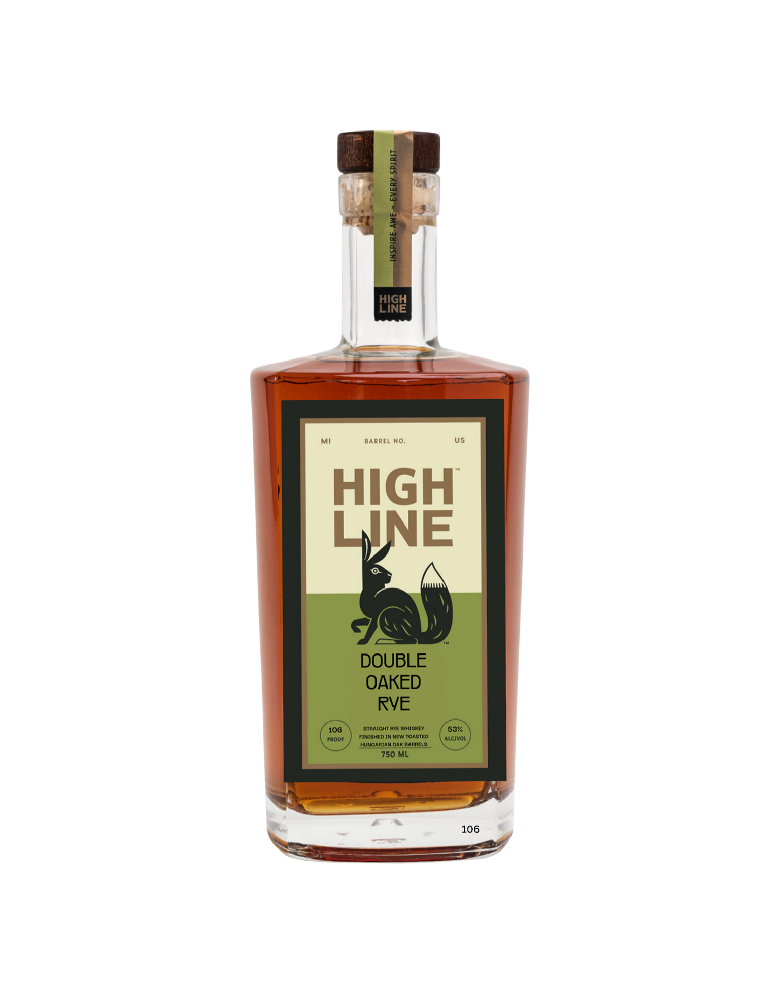 Bottle of High Line Double Oaked Rye (isolated)