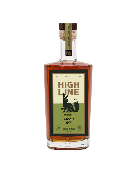 Bottle of High Line Double Oaked Rye (isolated)