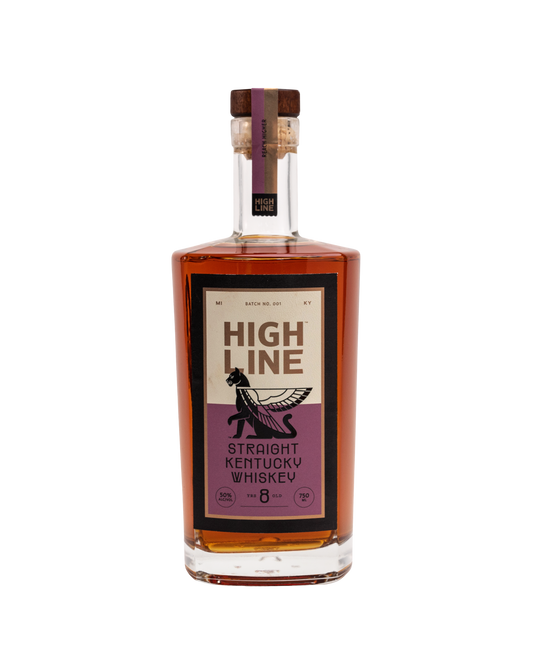 Bottle of High Line Straight Kentucky Whiskey (isolated)