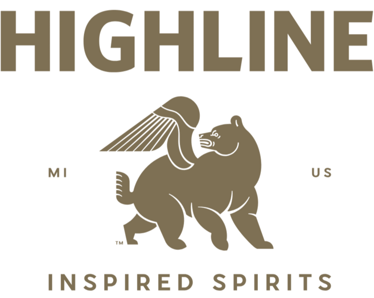 Highline Inspired Spirits logo with a bear and eagle design on a white background